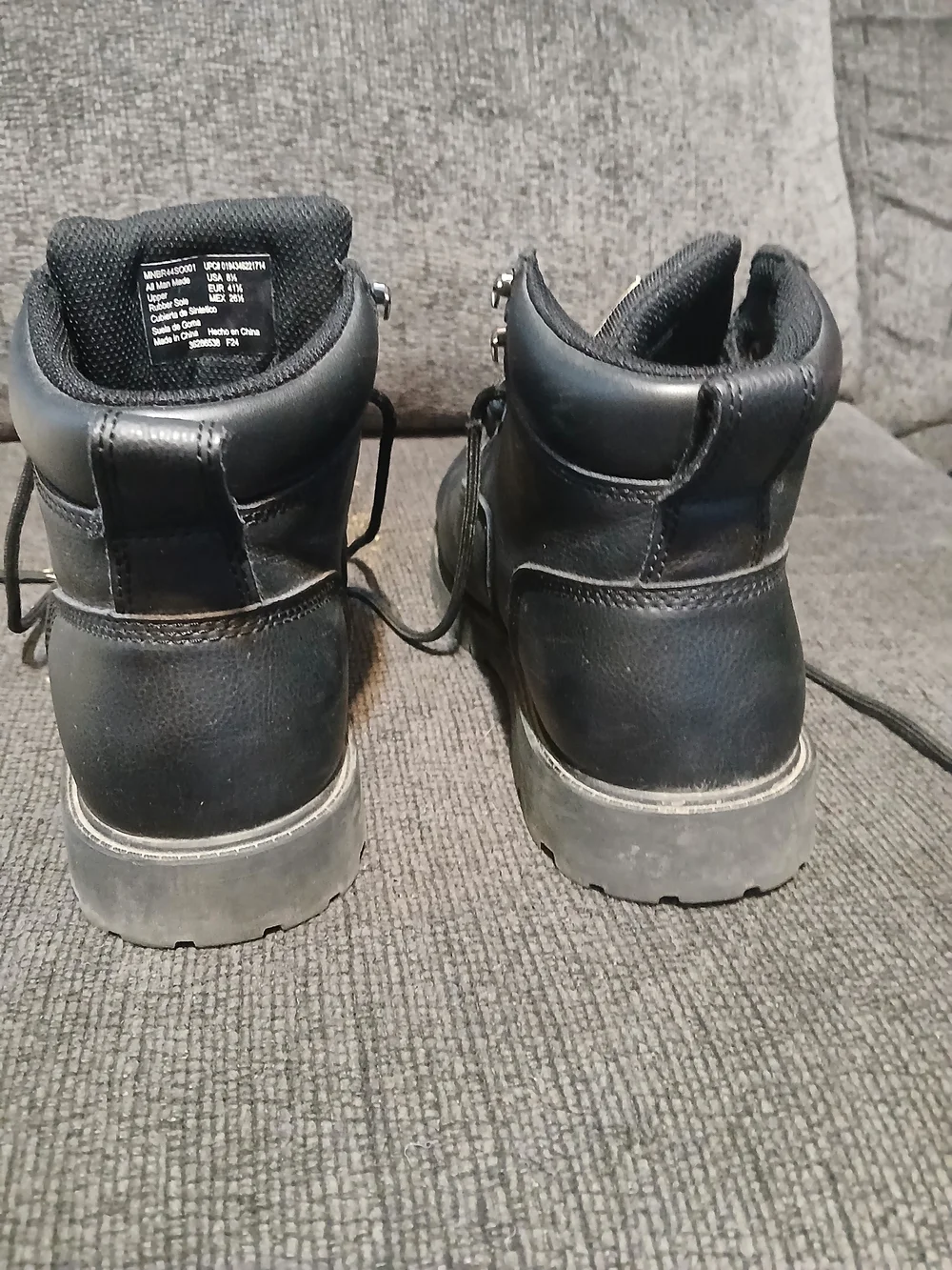 Brahma Black Leather Men's Work Boots with Gold Logo